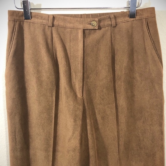 CLICK - SIZE 12 - VINTAGE FAUX SUEDE PANTS - PLEATED FRONT - TAN - B17 - Picture 4 of 9